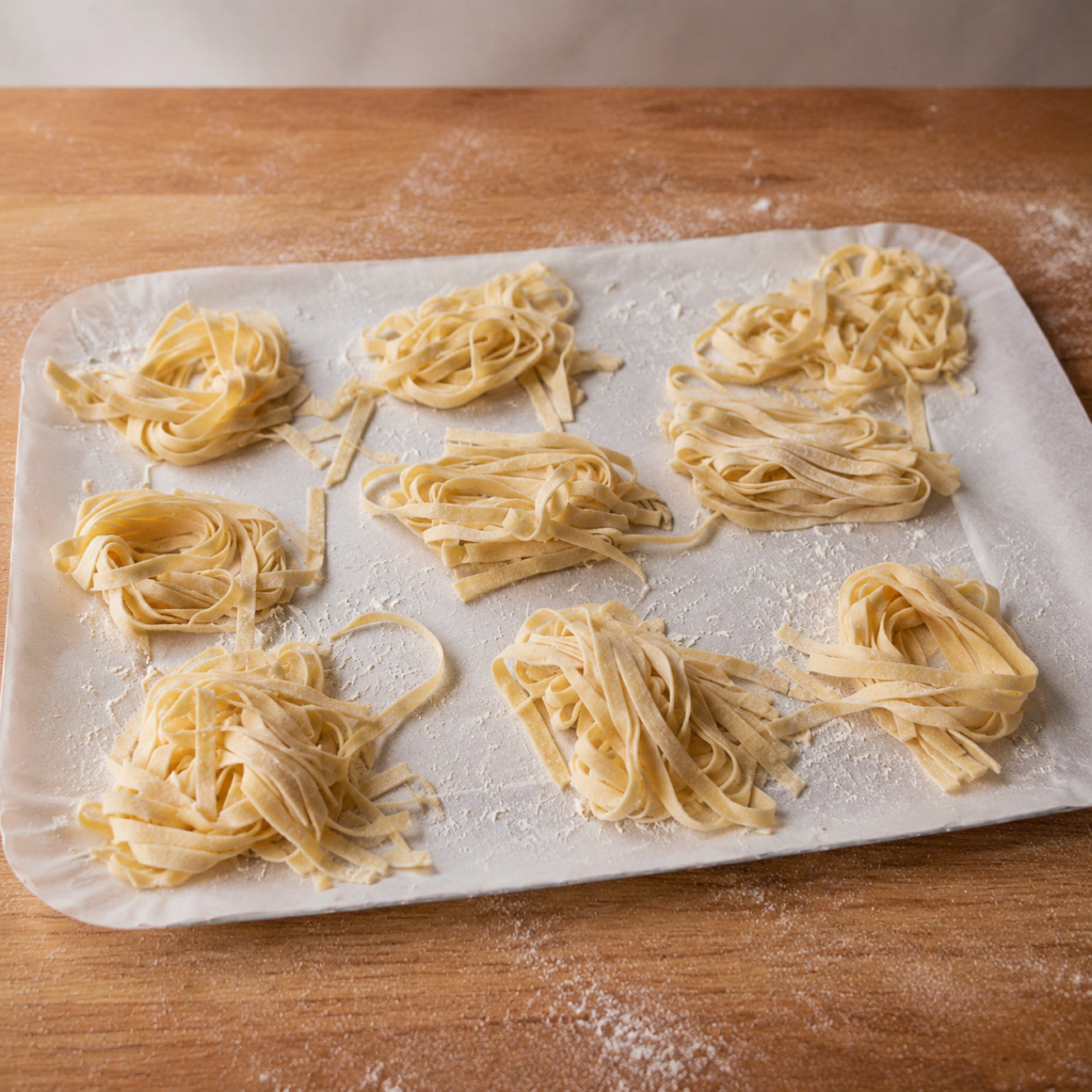 Tagliatelle fresche all'uovo fatte a mano